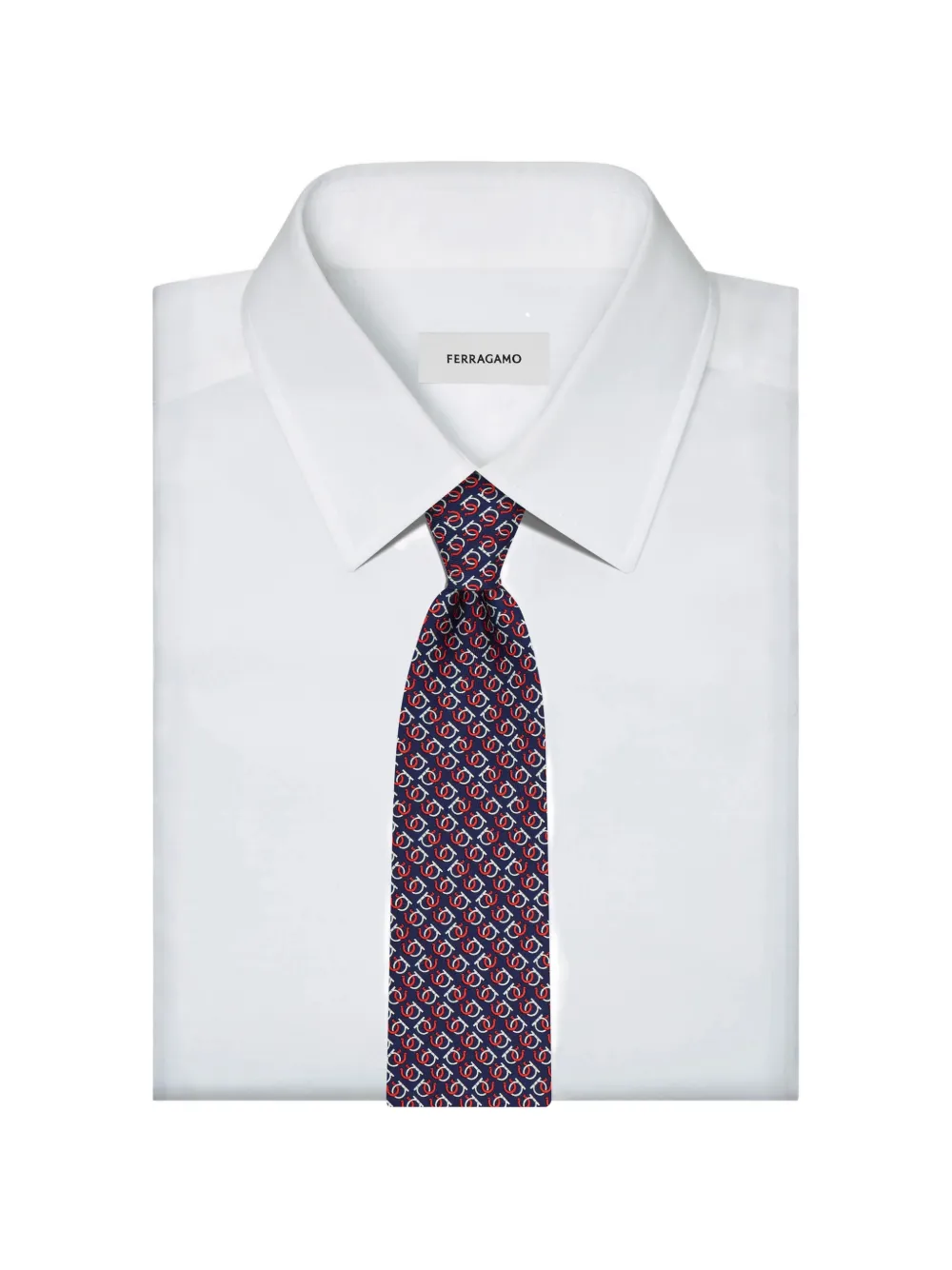 Ferragamo Good Luck print silk tie Blauw