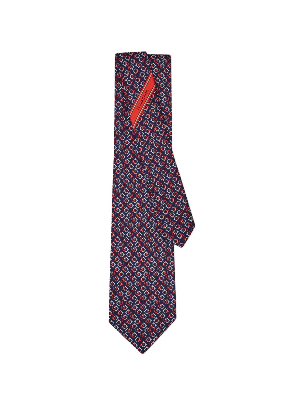 Ferragamo Good Luck print silk tie Blauw