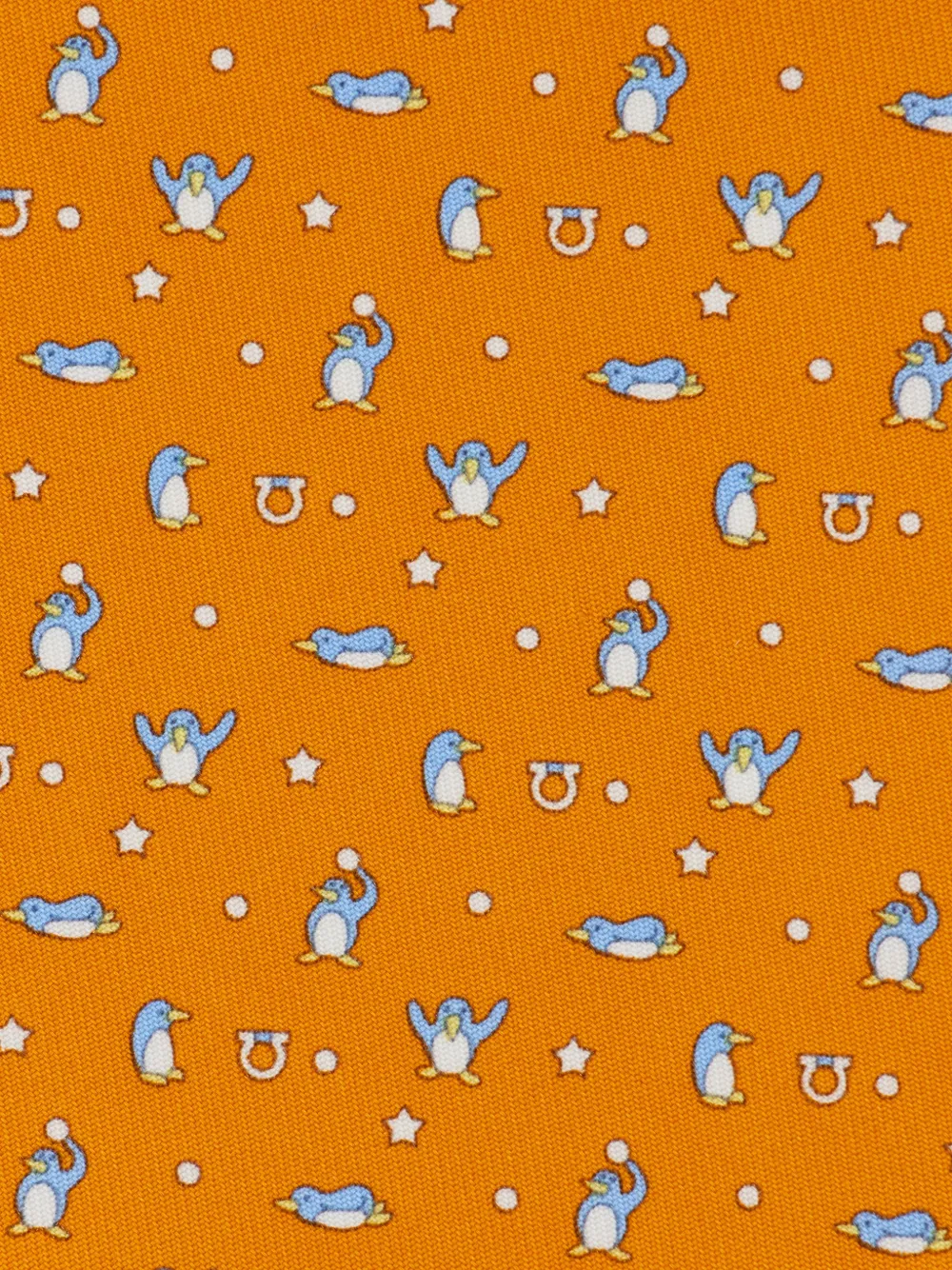 Ferragamo Penguin print silk tie Oranje