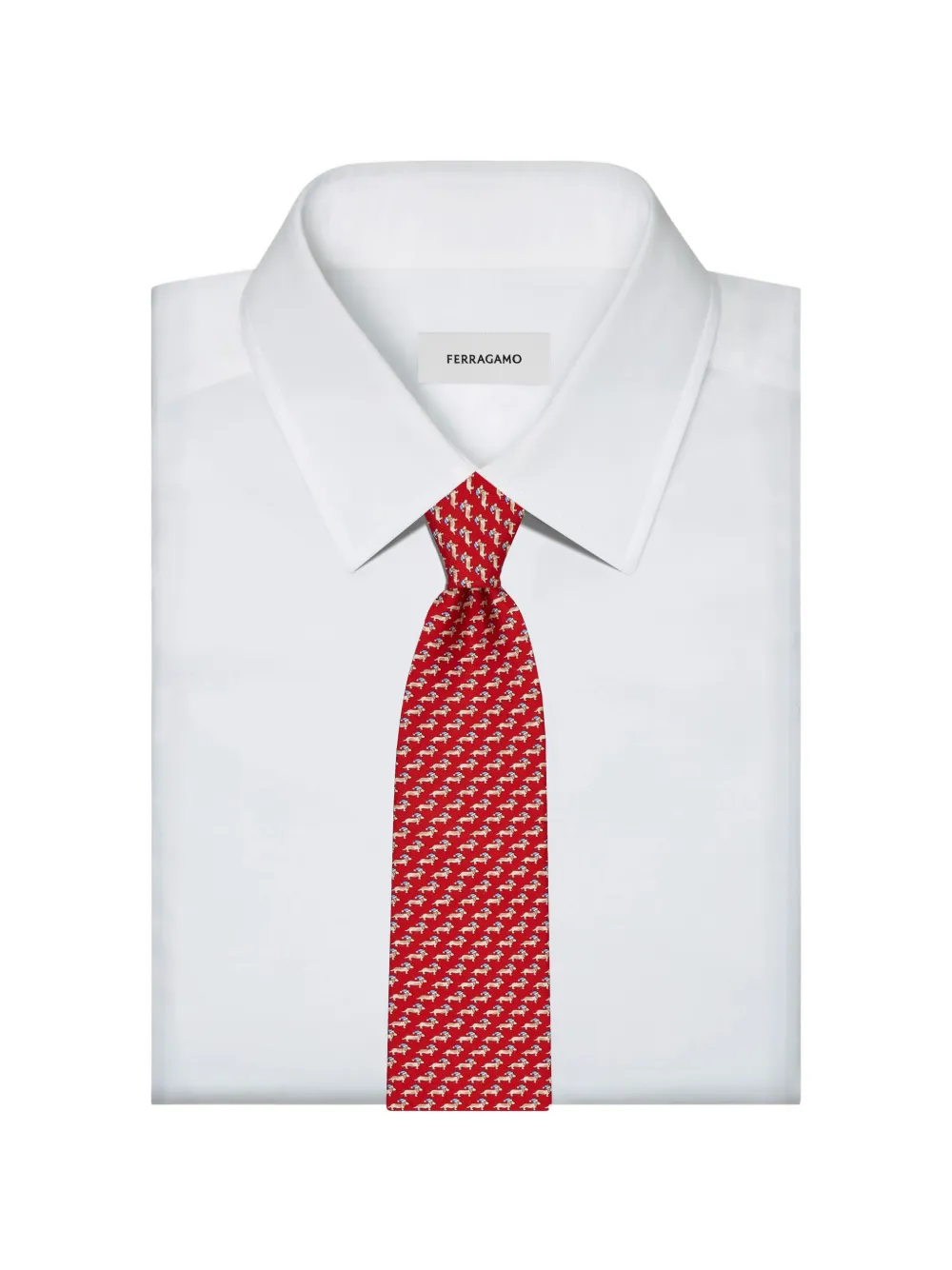 Ferragamo dachshund print silk tie Rood
