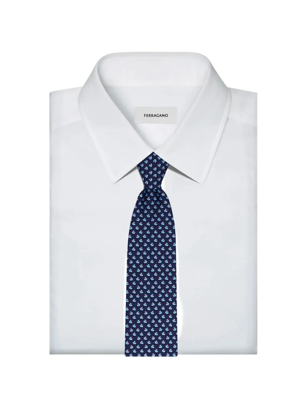 Ferragamo Duckies print silk tie Blauw