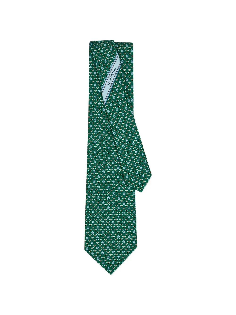 Ferragamo Bee print silk tie - Grün