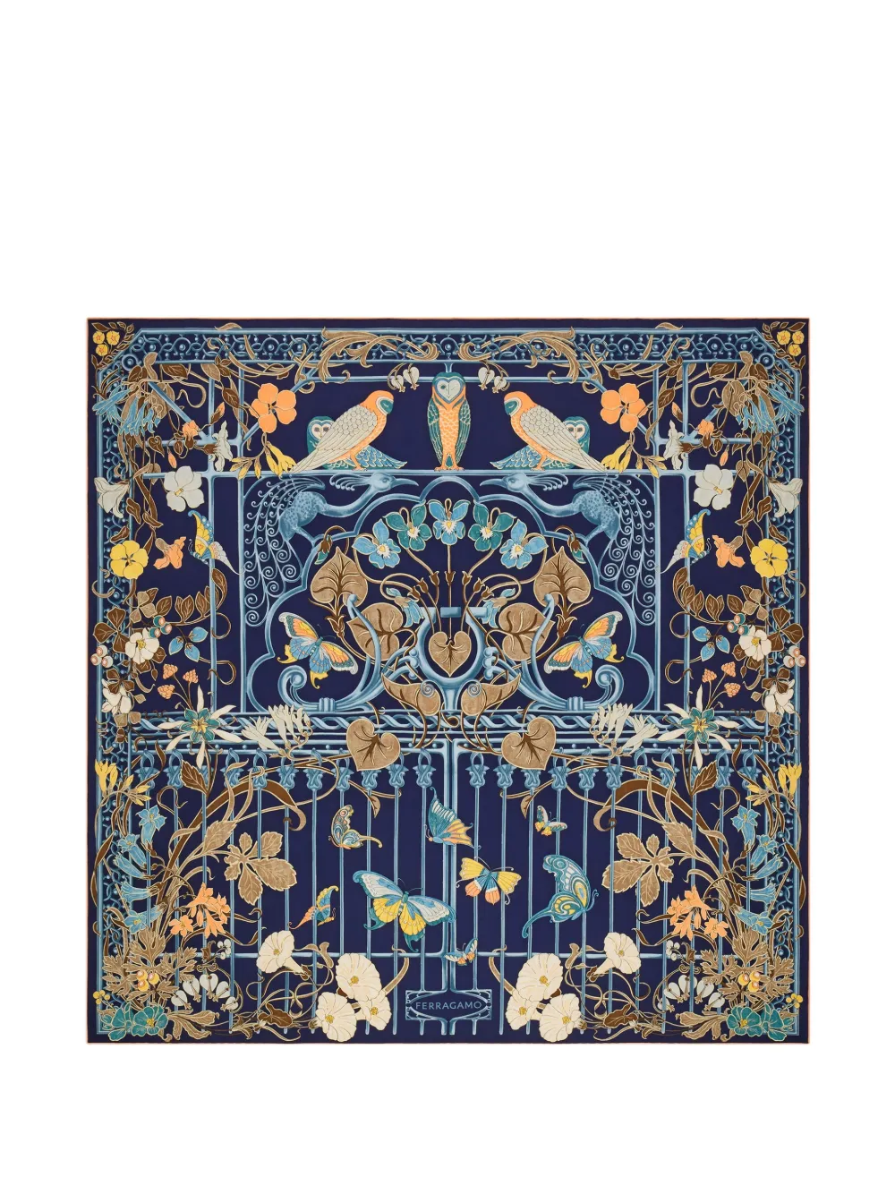 Ferragamo Liberty print silk scarf - Blu
