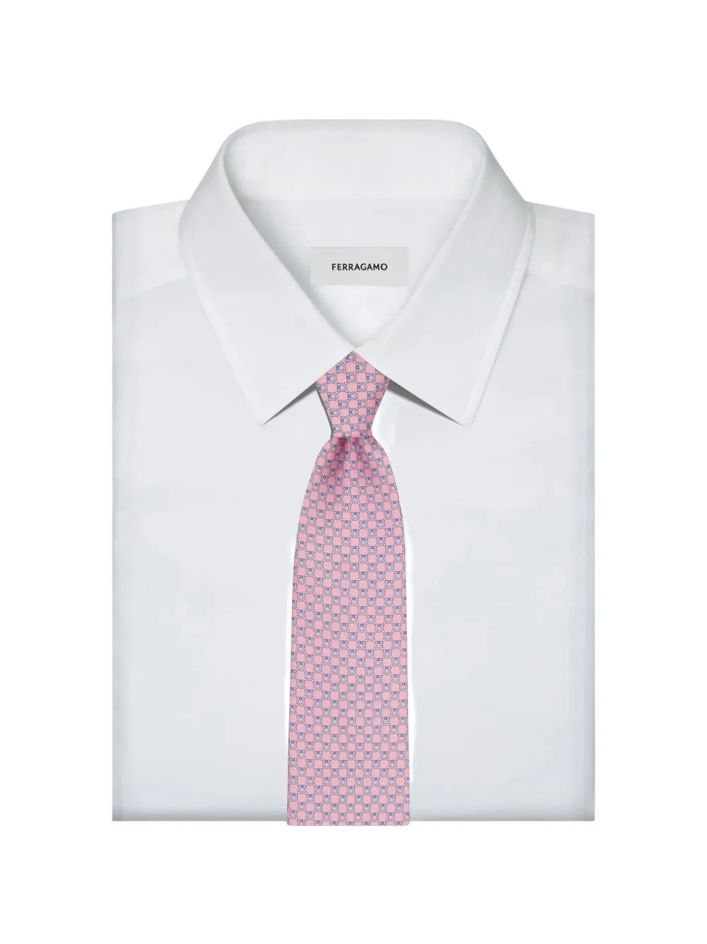 Ferragamo Gancini print silk tie Roze