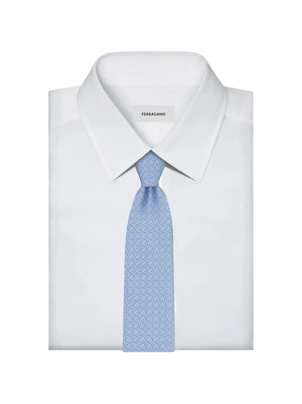 Ferragamo Gancini print silk tie Blauw