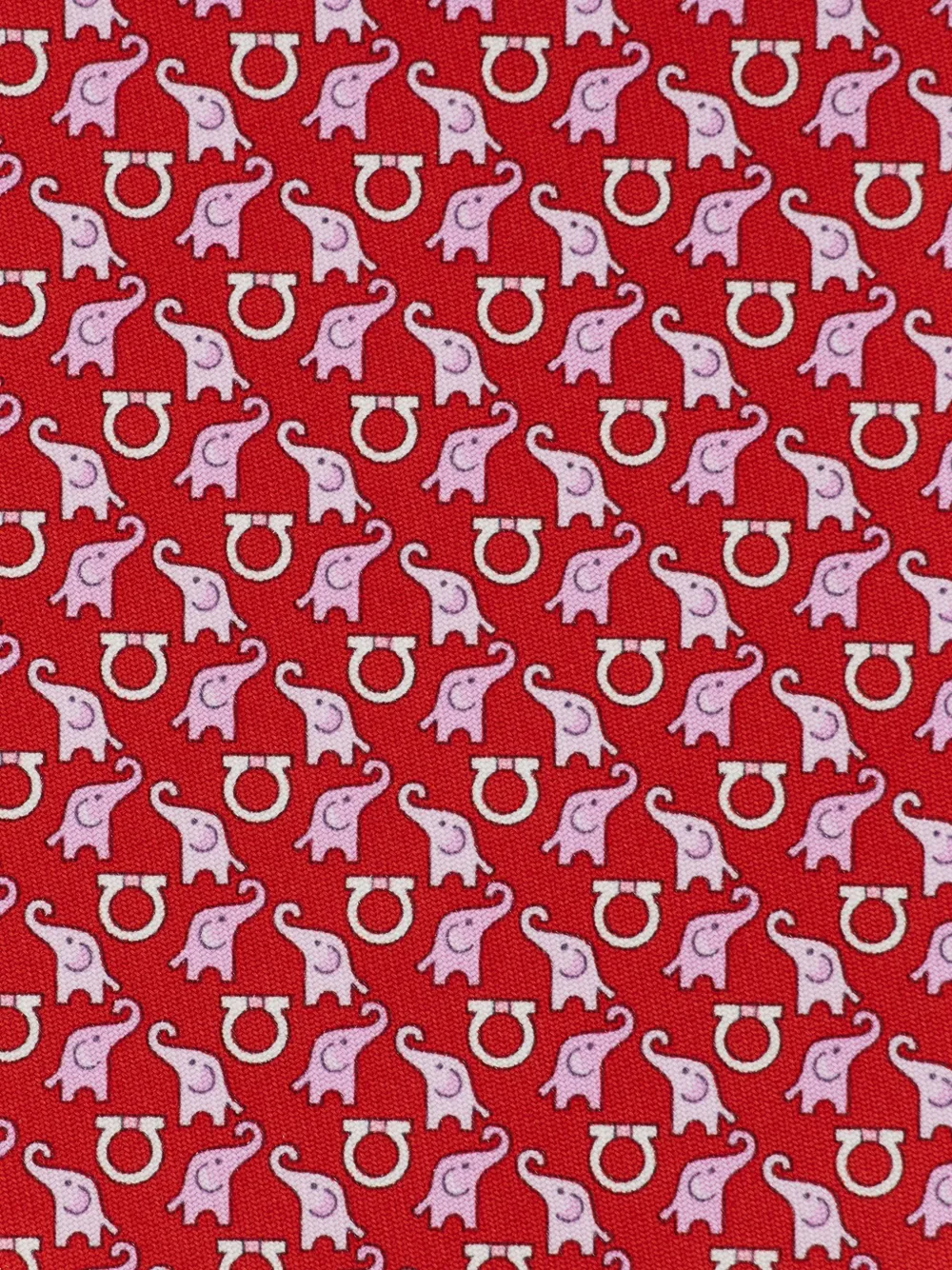 Ferragamo baby.elephant print silk tie Rood