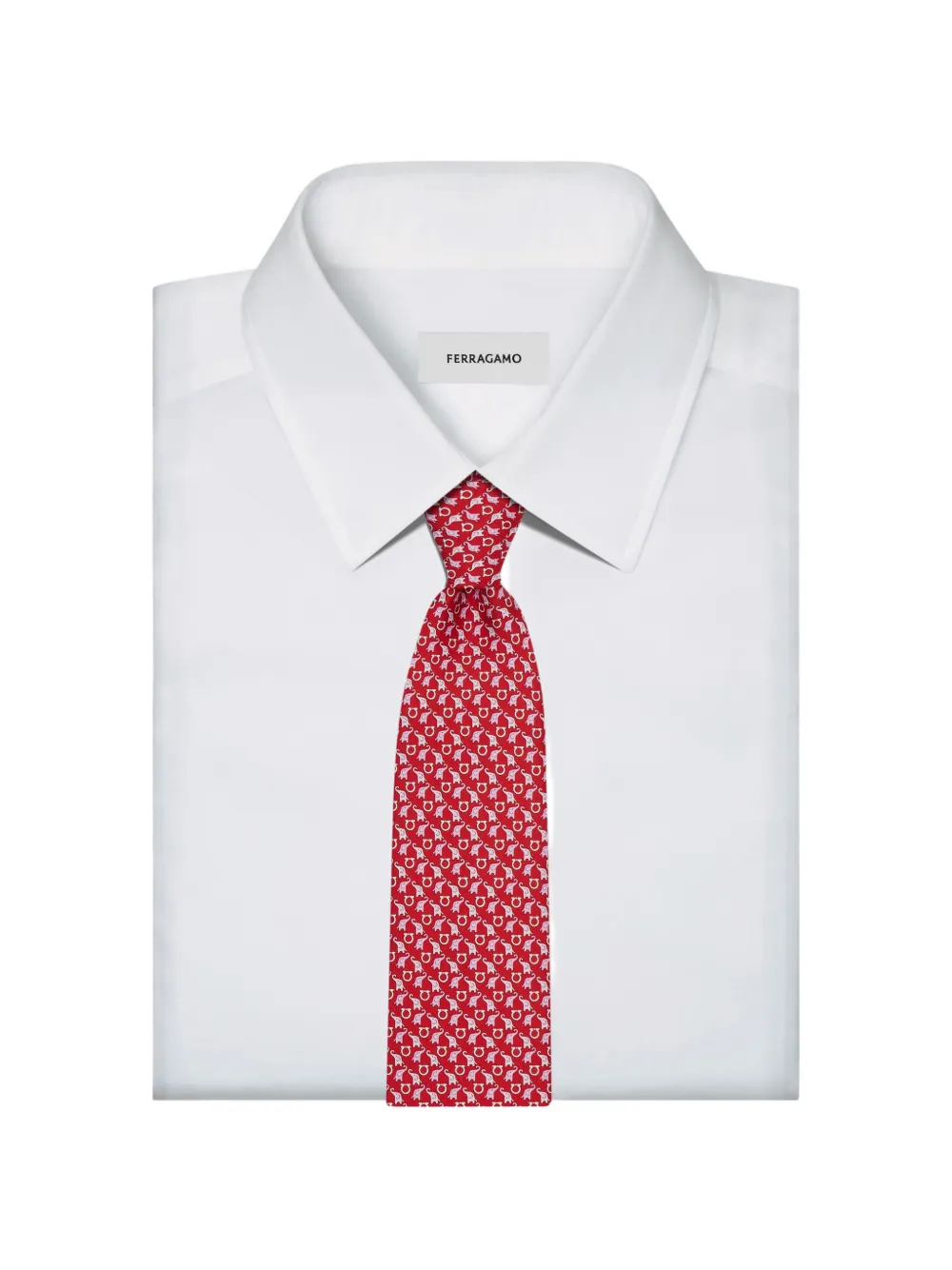 Ferragamo baby.elephant print silk tie Rood