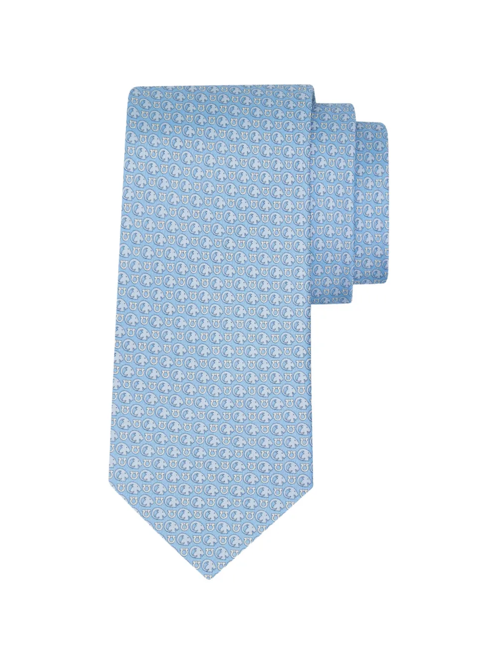Ferragamo Goat print silk tie Blauw