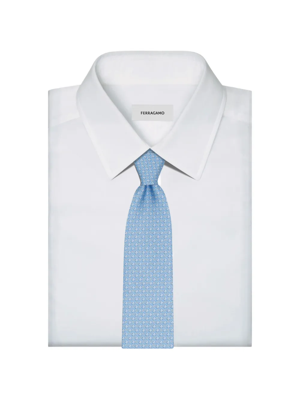 Ferragamo Goat print silk tie Blauw