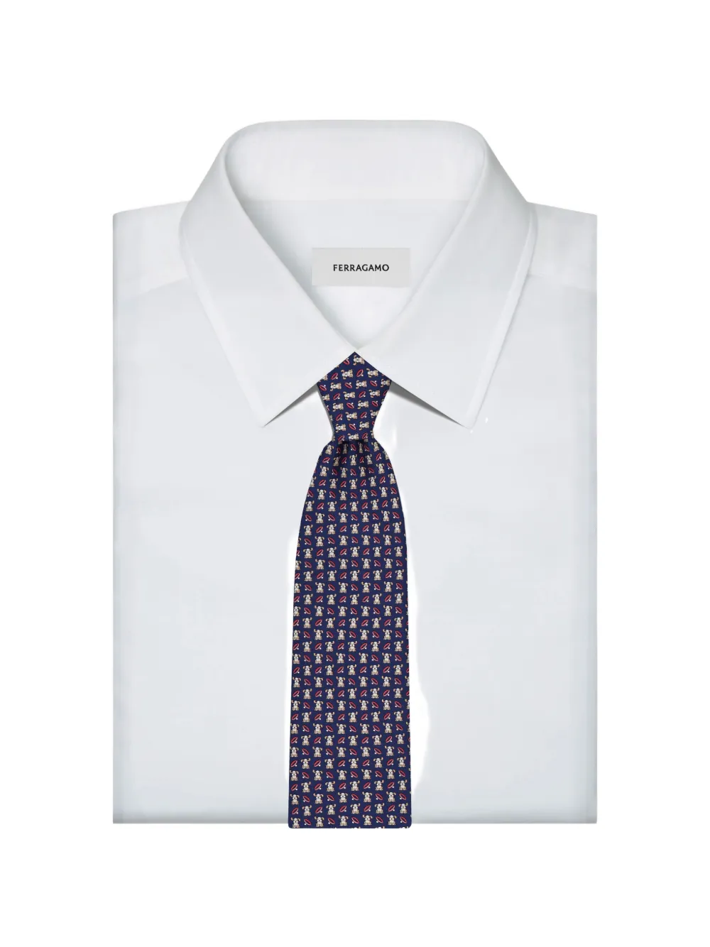 Ferragamo Fido print silk tie Blauw