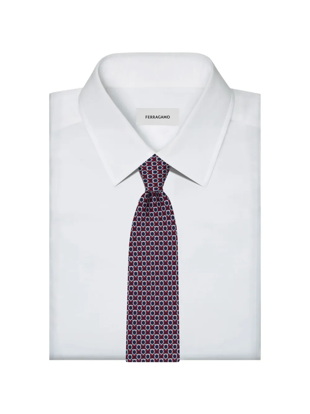 Ferragamo Gancini print silk tie Blauw