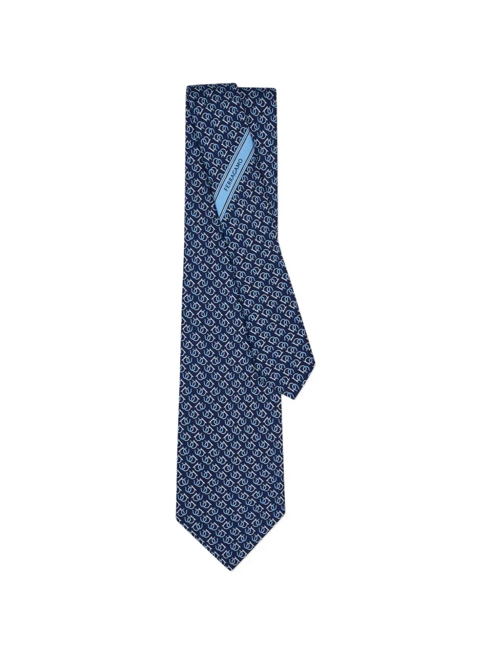 Ferragamo Good Luck Print Silk Tie In Blue