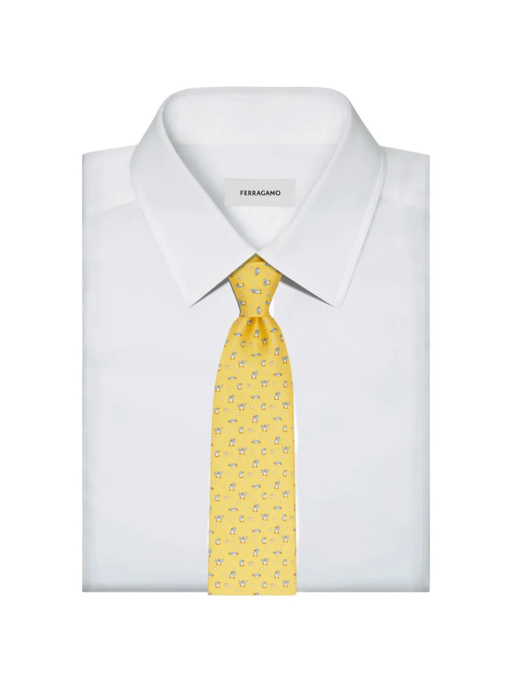 Ferragamo penguin-print silk tie Geel