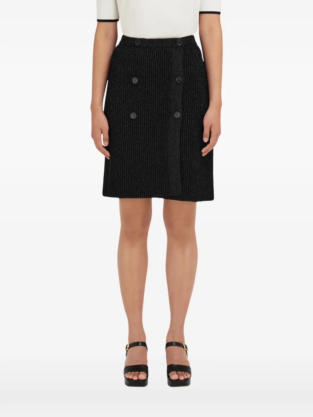 Ferragamo knitted skirt with lurex detail - Schwarz