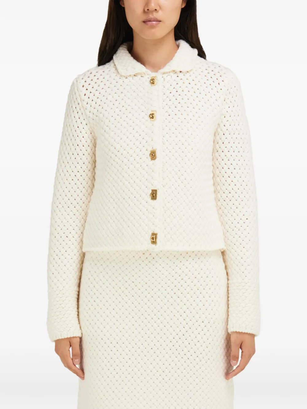 Ferragamo Knitted boxy cardigan Beige