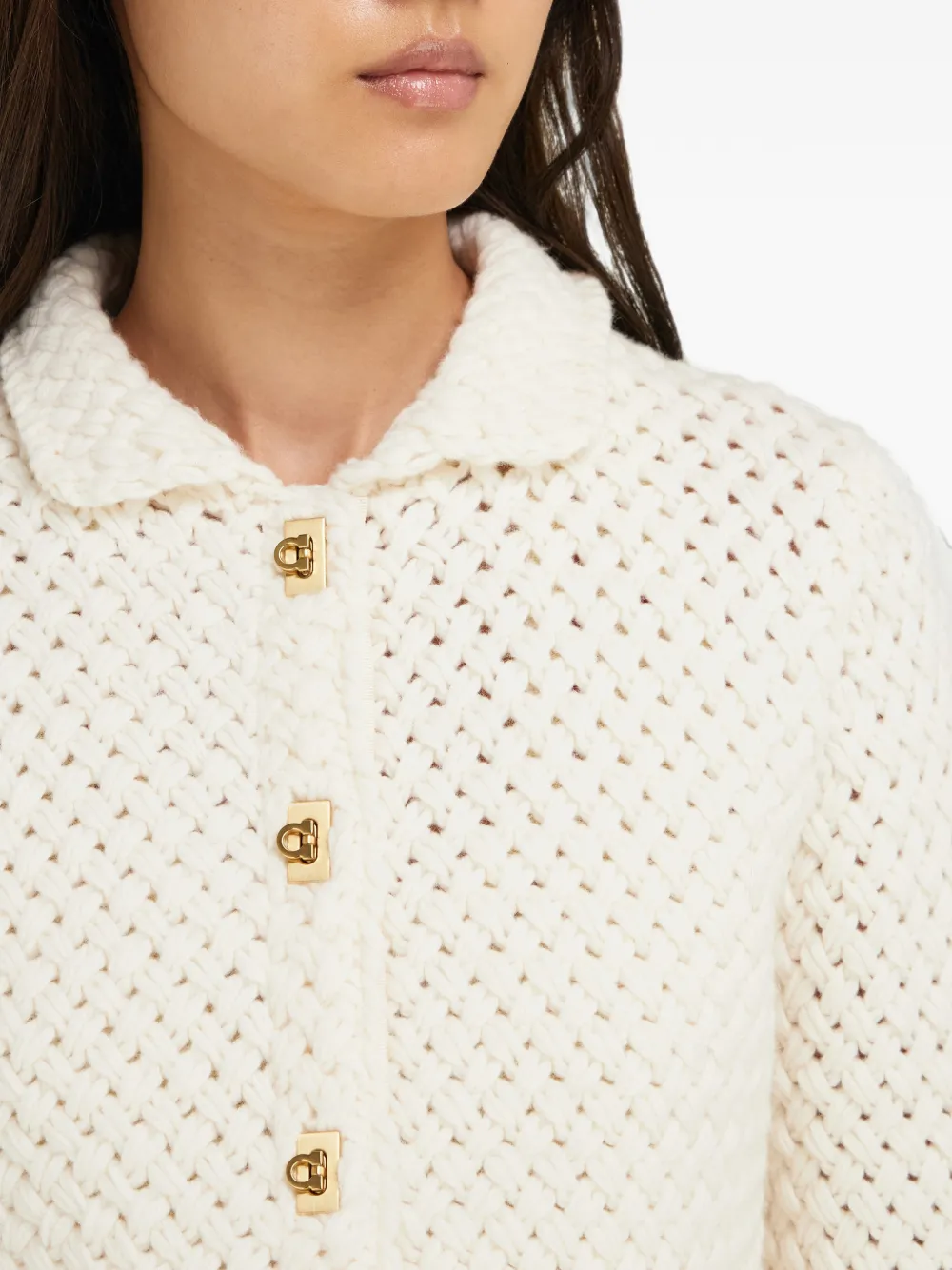 Ferragamo Knitted boxy cardigan Beige