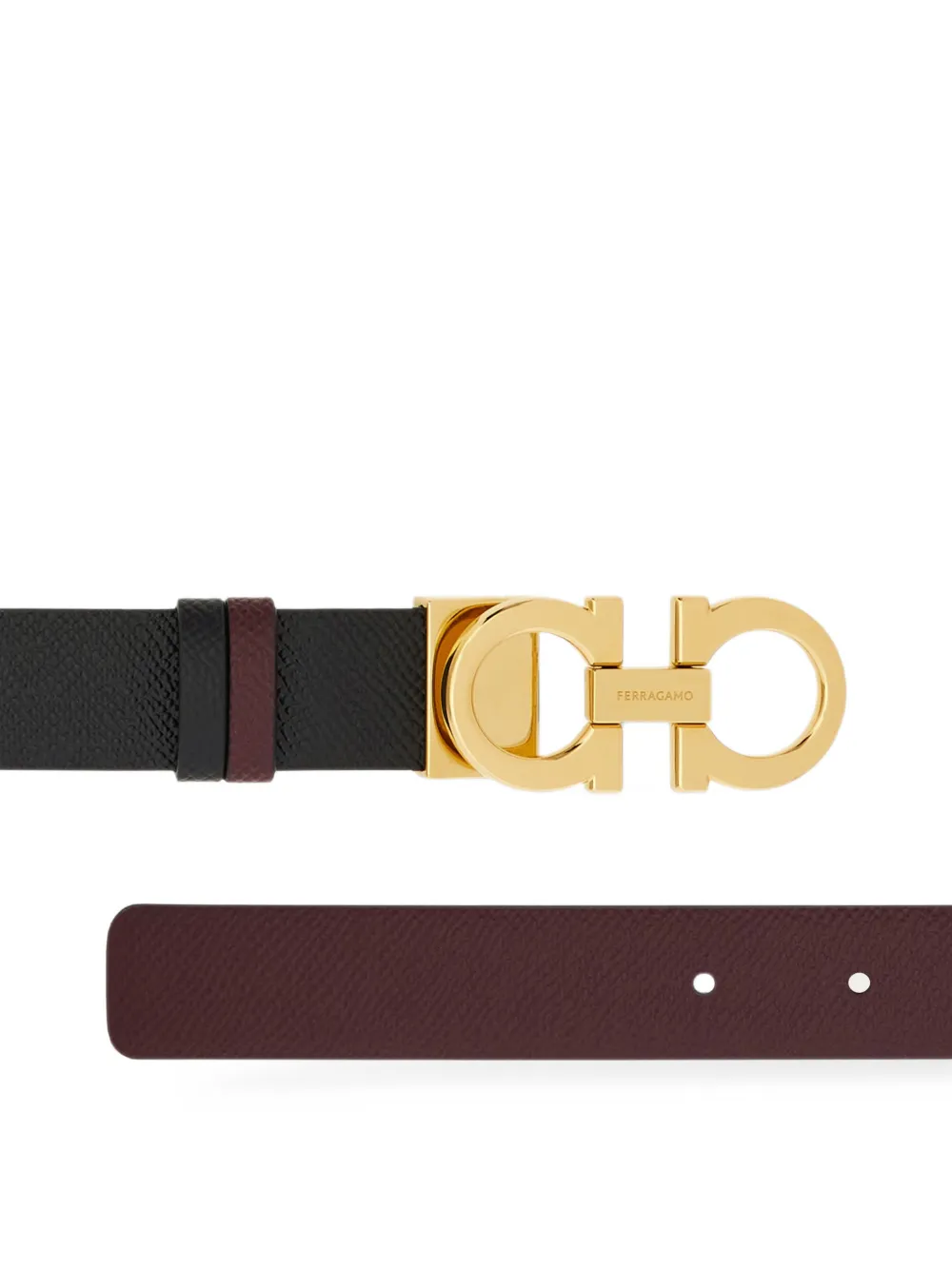 Ferragamo reversible-and-adjustable Gancini belt Zwart