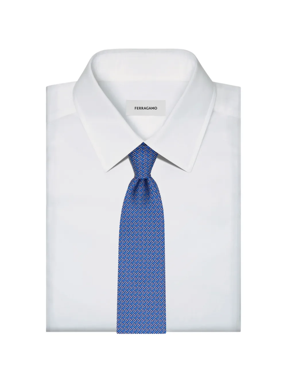 Ferragamo Brackets print silk tie Blauw