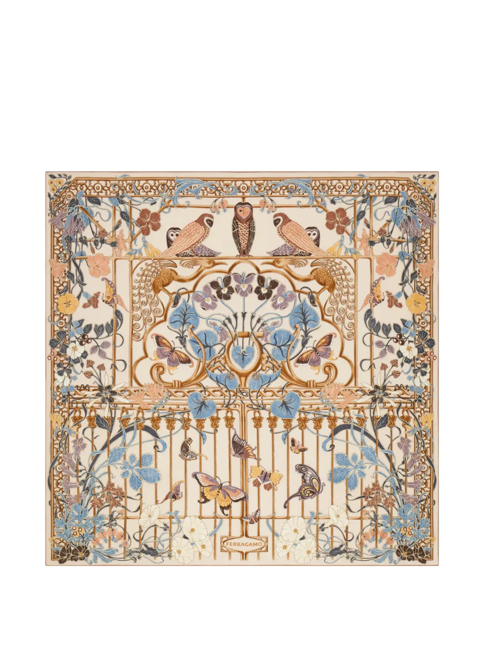 Ferragamo Liberty print silk scarf Beige