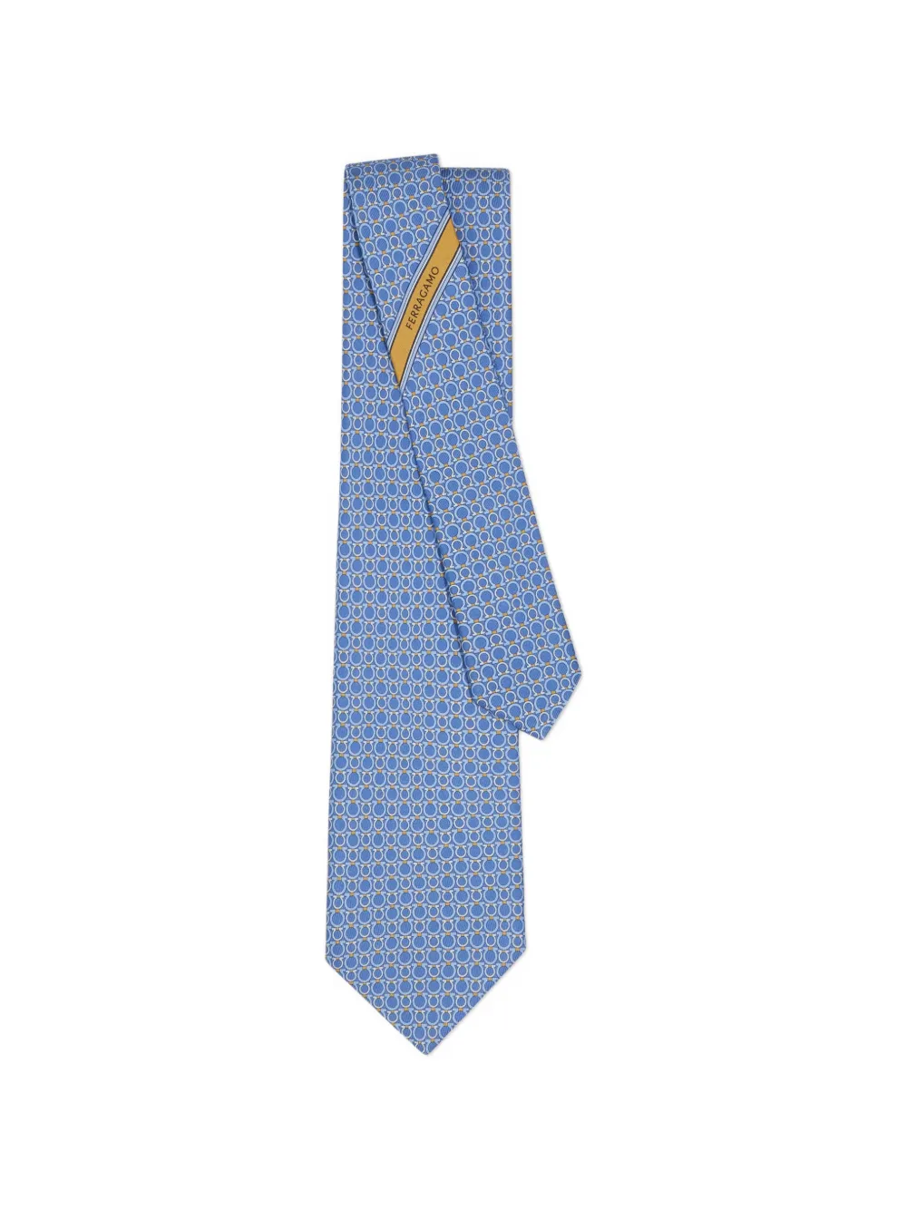 Ferragamo Gancini print silk tie Blauw