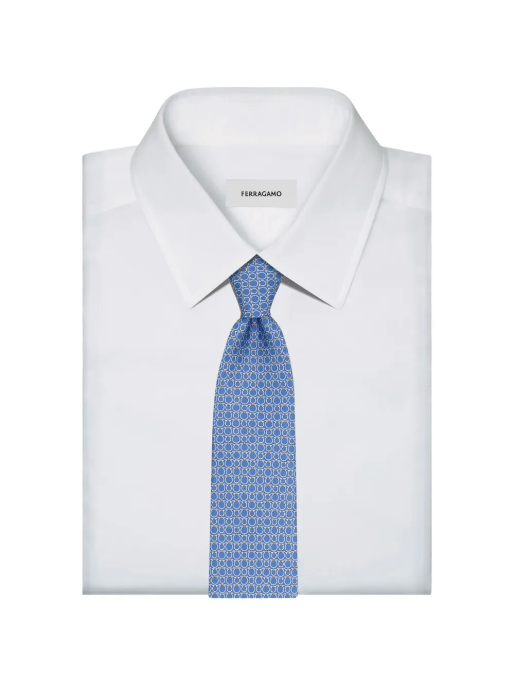 Ferragamo Gancini print silk tie Blauw