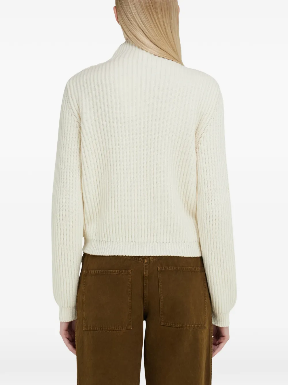 Ferragamo knitted mock-neck sweater with Gancini detail Beige