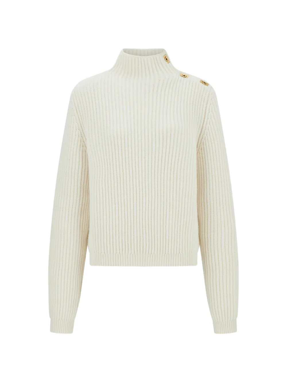 Ferragamo knitted mock-neck sweater with Gancini detail - Nude