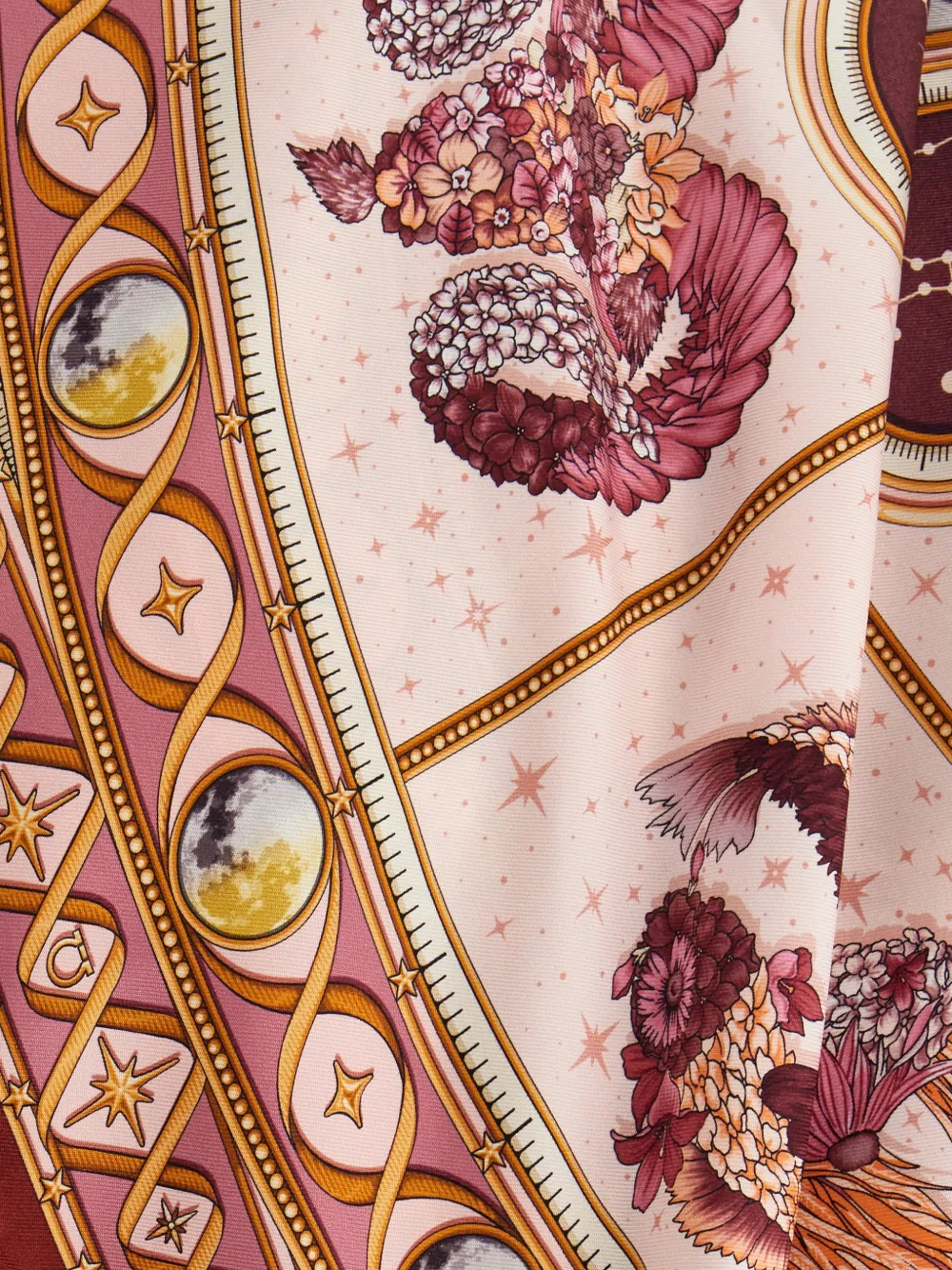 Ferragamo Horoscope print silk scarf Beige