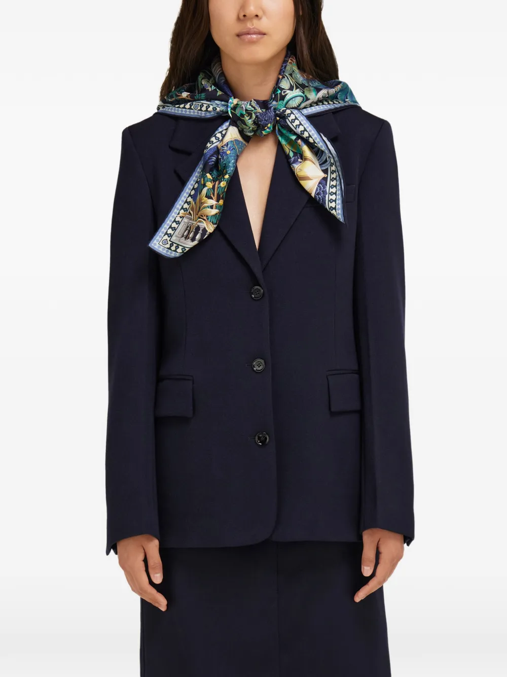 Ferragamo Garden print silk scarf Blauw