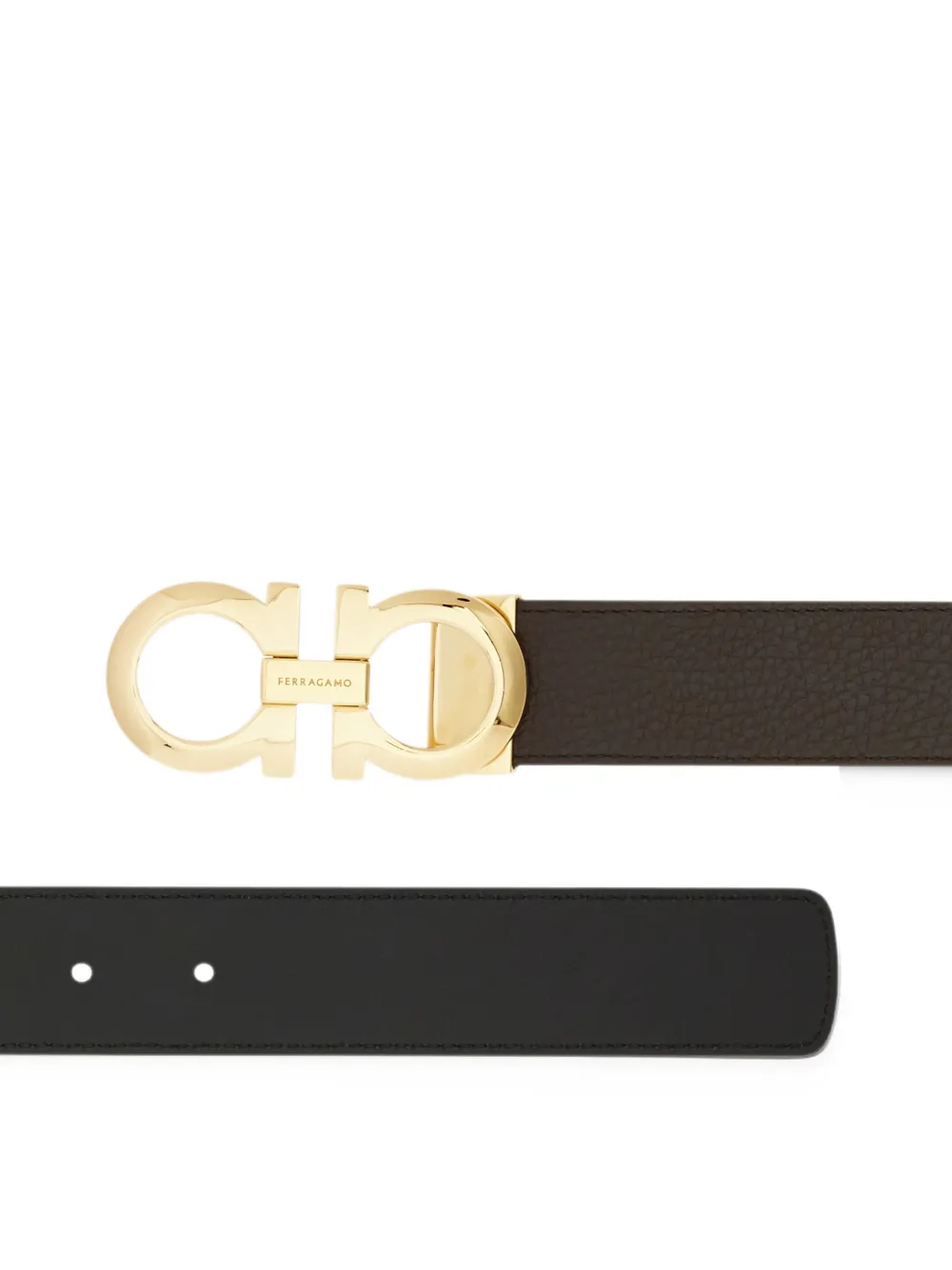 Ferragamo Reversible and adjustable Gancini belt Bruin