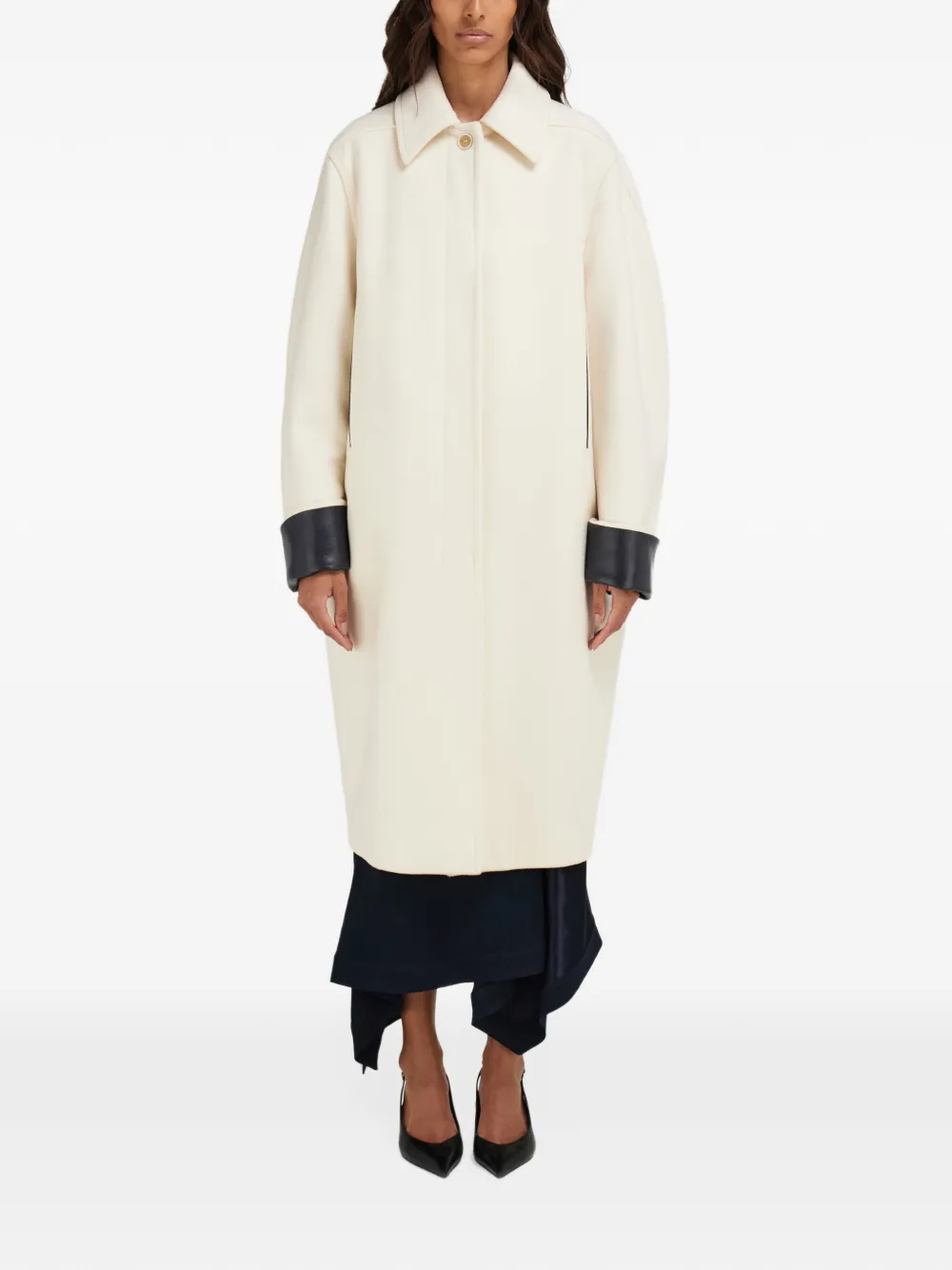 Ferragamo single breasted wool and cashmere coat Wit