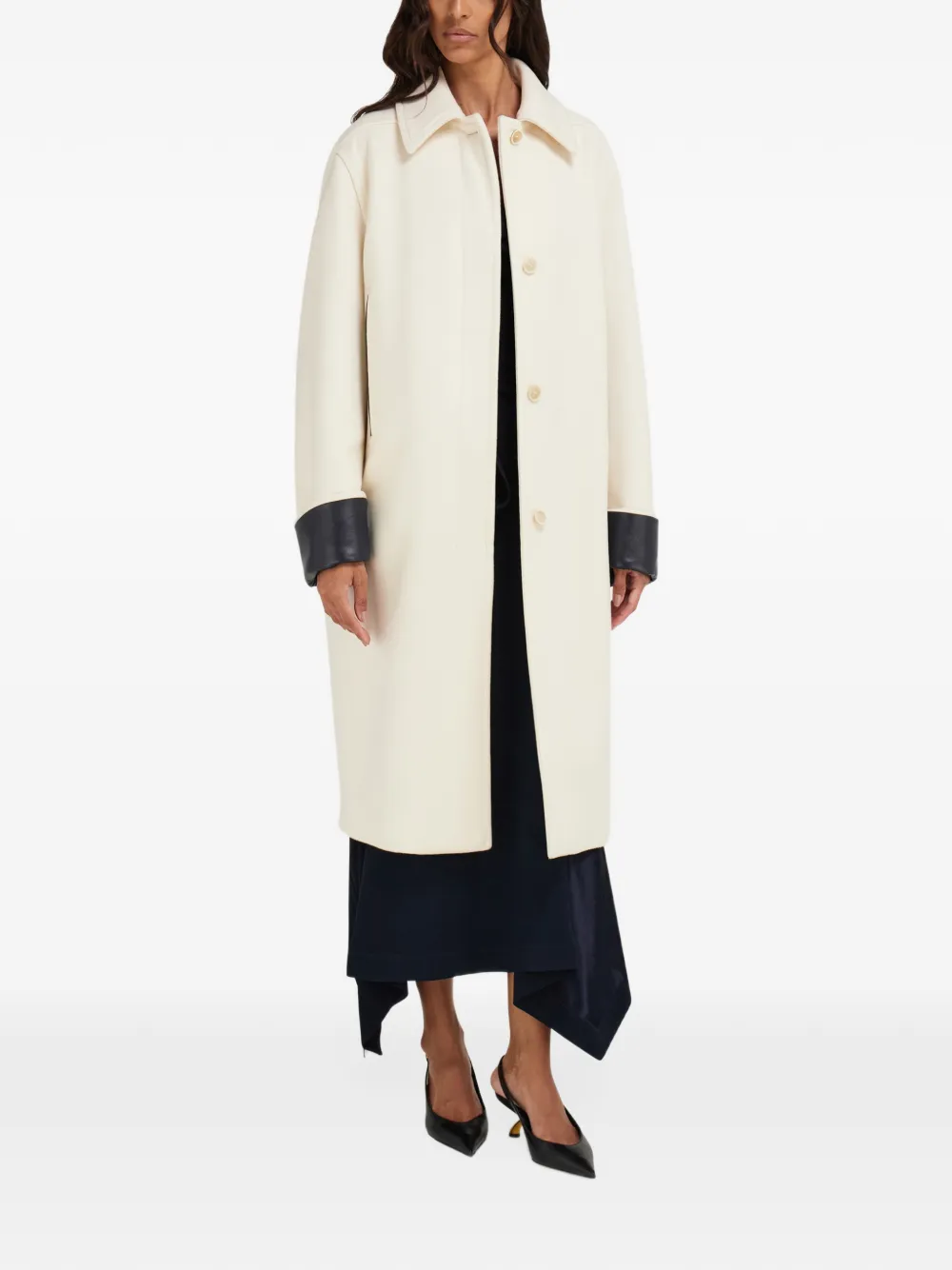 Ferragamo single breasted wool and cashmere coat Wit