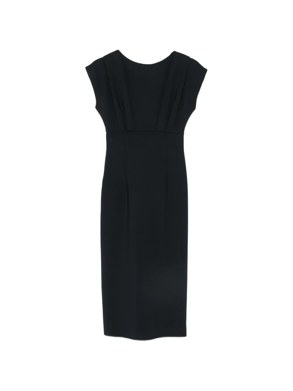 CARLA G. pleated V-back midi dress - Noir CARLA G. pleated V-back midi dress - Noir