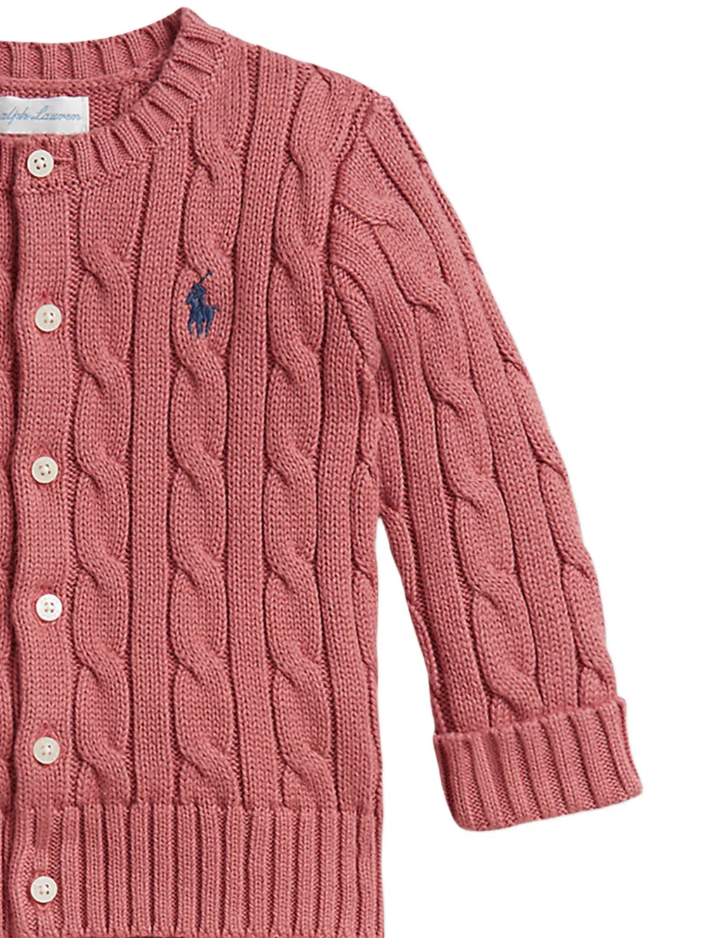 POLO RALPH LAUREN KIDS cable-knit cotton cardigan & trousers Roze