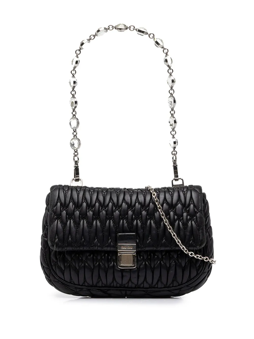 Miu Miu Pre-Owned 2010-2016 Matelasse Nappa Crystal Chain satchel - Nero