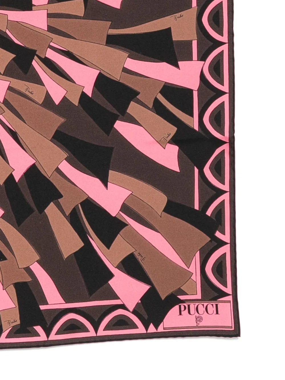 PUCCI Baiadera print silk scarf Bruin