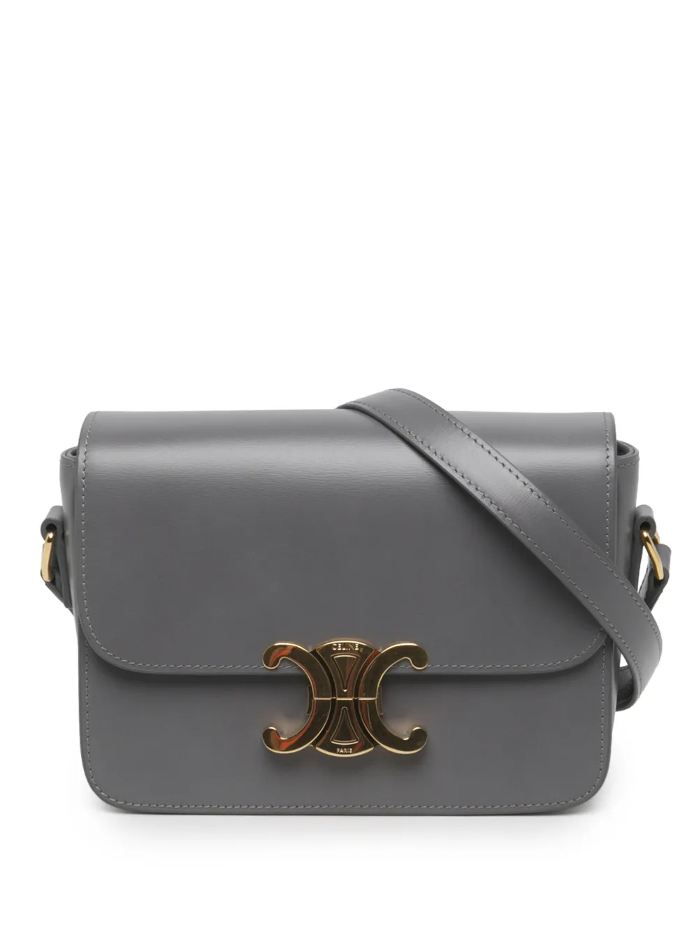 Celine Pre-Owned 2024 Teen Shiny Calfskin Triomphe crossbody bag - Grey