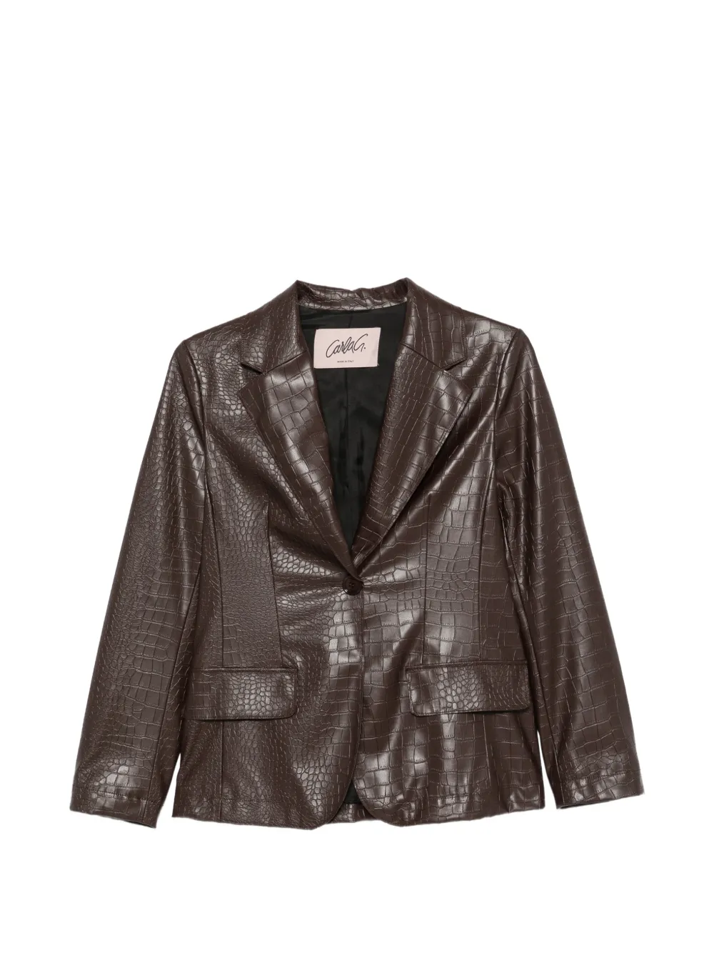 CARLA G. croc-effect single-breasted blazer - Marron CARLA G. croc-effect single-breasted blazer - Marron