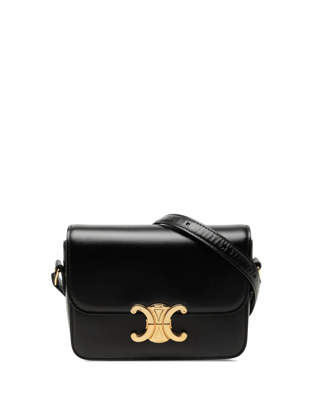Celine Pre-Owned 2019 Teen Shiny Calfskin Triomphe crossbody bag - Schwarz