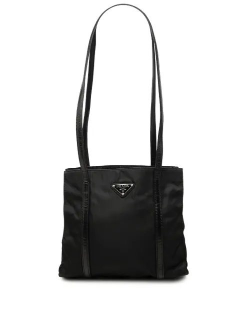 Prada Pre-Owned 2000-2013 Leather Trimmed Tessuto tote bag