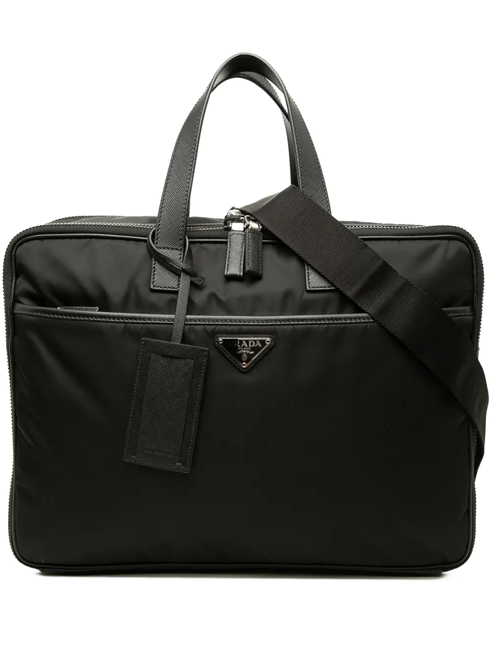 Prada Pre-Owned 2013-2026 Saffiano Trimmed Tessuto business bag - Nero