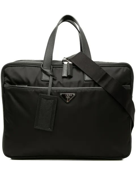 Prada Pre-Owned 2013-2026 Saffiano Trimmed Tessuto business bag