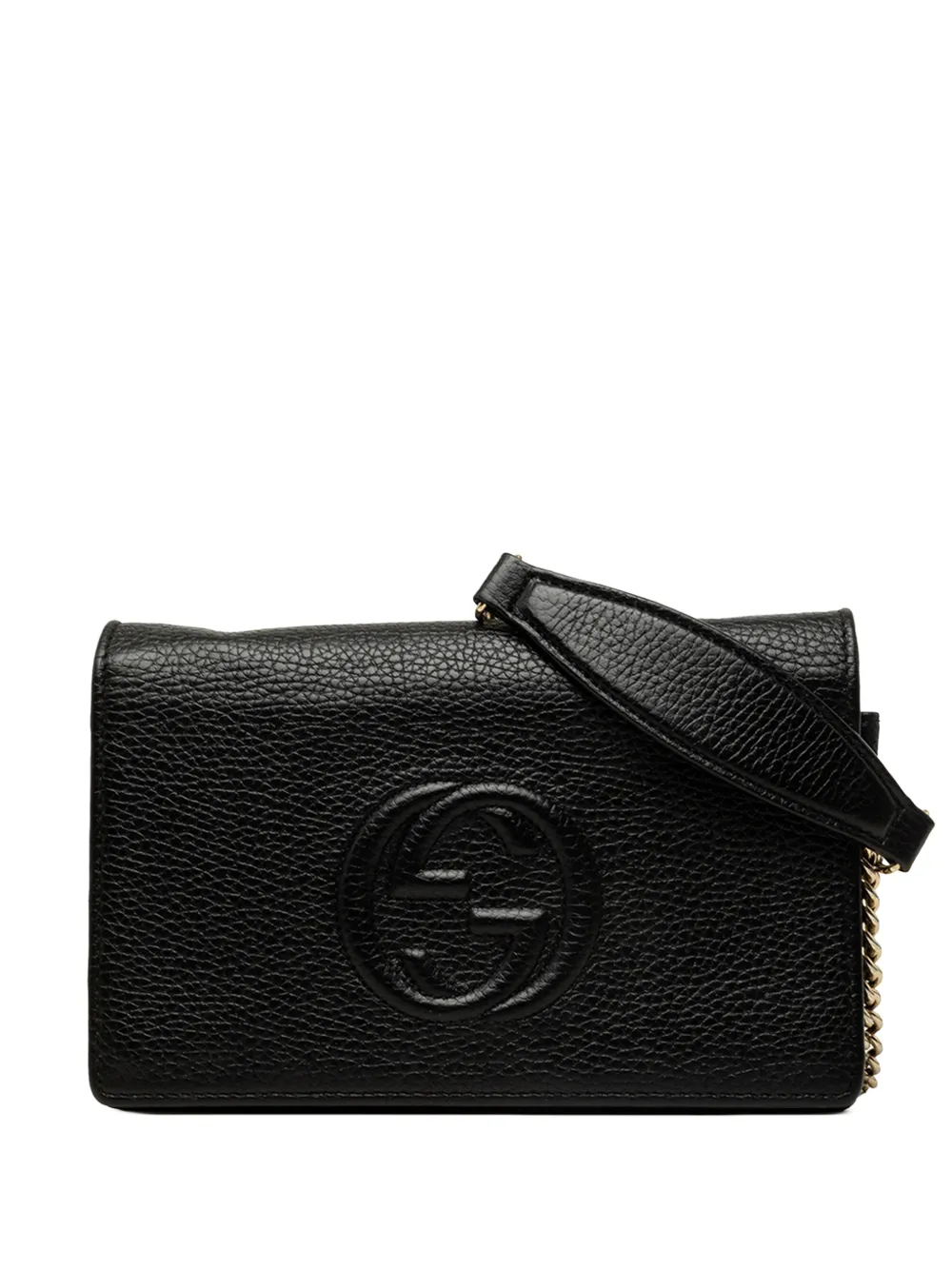 Gucci Pre-Owned 2000-2015 Pebbled Calfskin Soho Wallet On Chain crossbody bag - Black