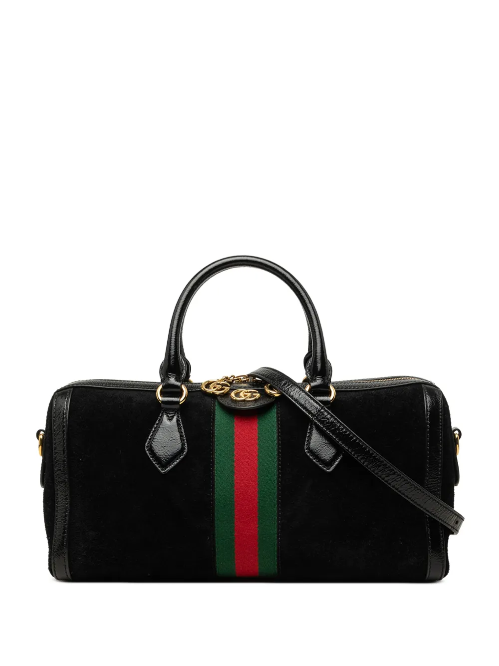 Gucci Pre-Owned 2016-2026 Medium Suede Web Ophidia Top Handle Bag satchel - Schwarz