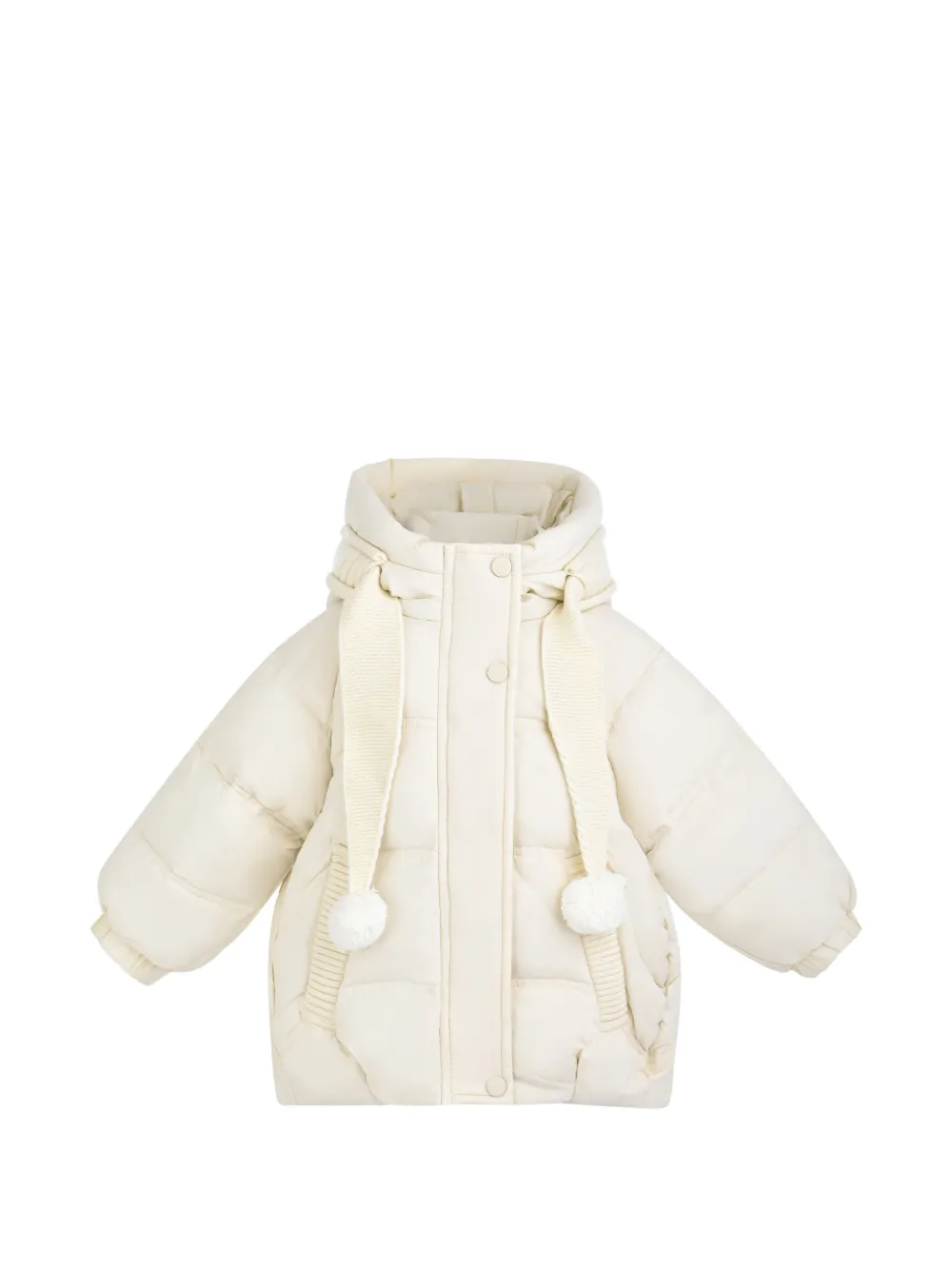 Mimi Tutu pom-pom hooded puffer jacket - Tons neutres Mimi Tutu pom-pom hooded puffer jacket - Tons neutres