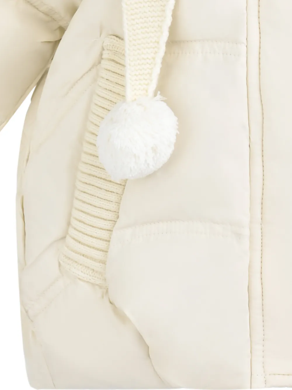 Mimi Tutu pom-pom hooded puffer jacket Beige
