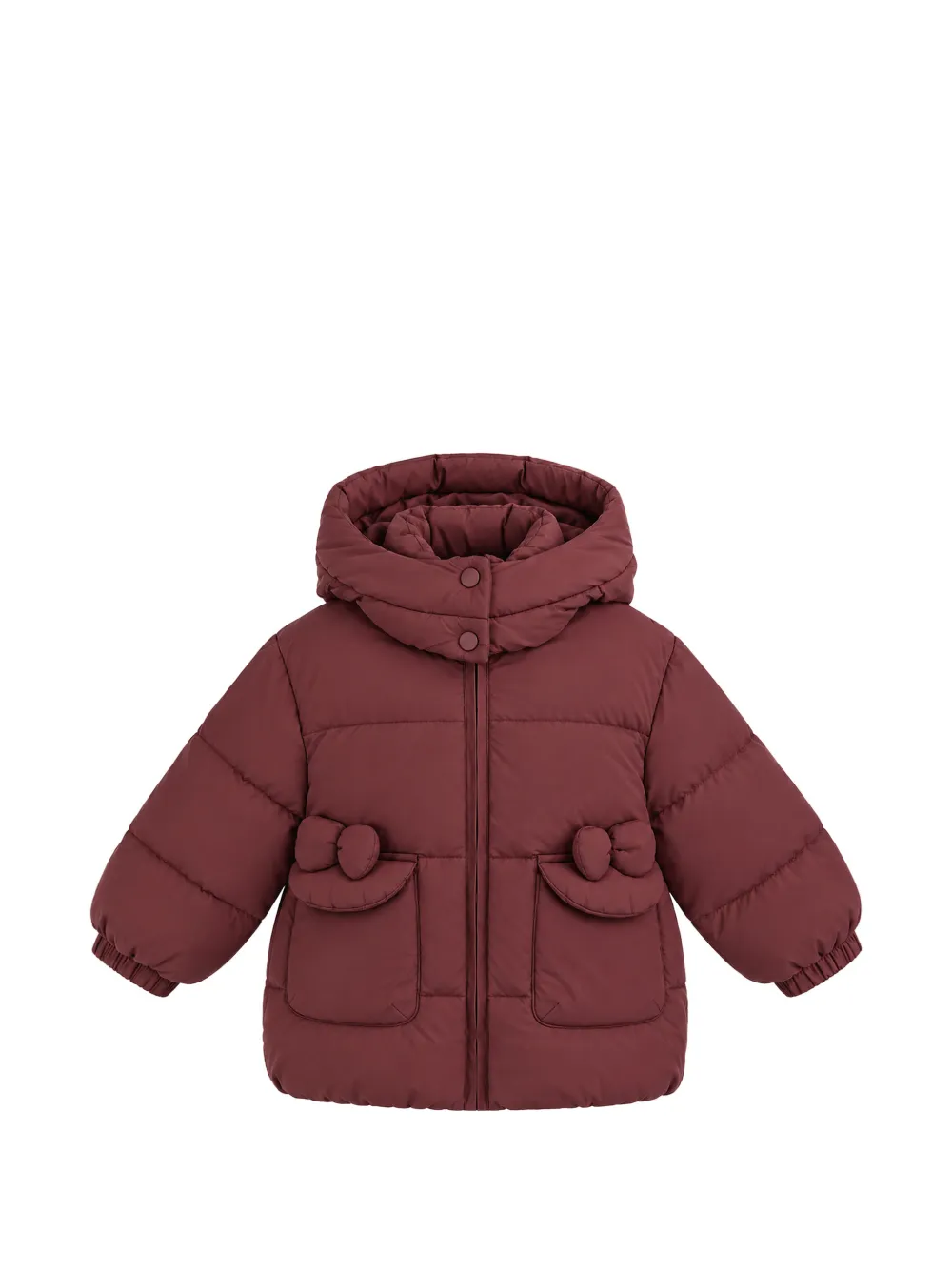 Mimi Tutu bow-detail ruffle-trimmed puffer jacket - Rouge Mimi Tutu bow-detail ruffle-trimmed puffer jacket - Rouge