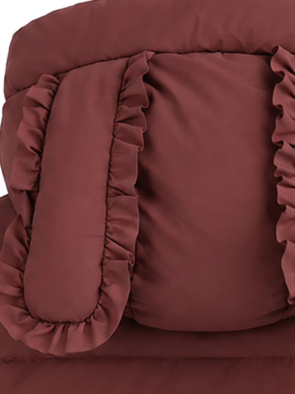 Mimi Tutu bow-detail ruffle-trimmed puffer jacket Rood
