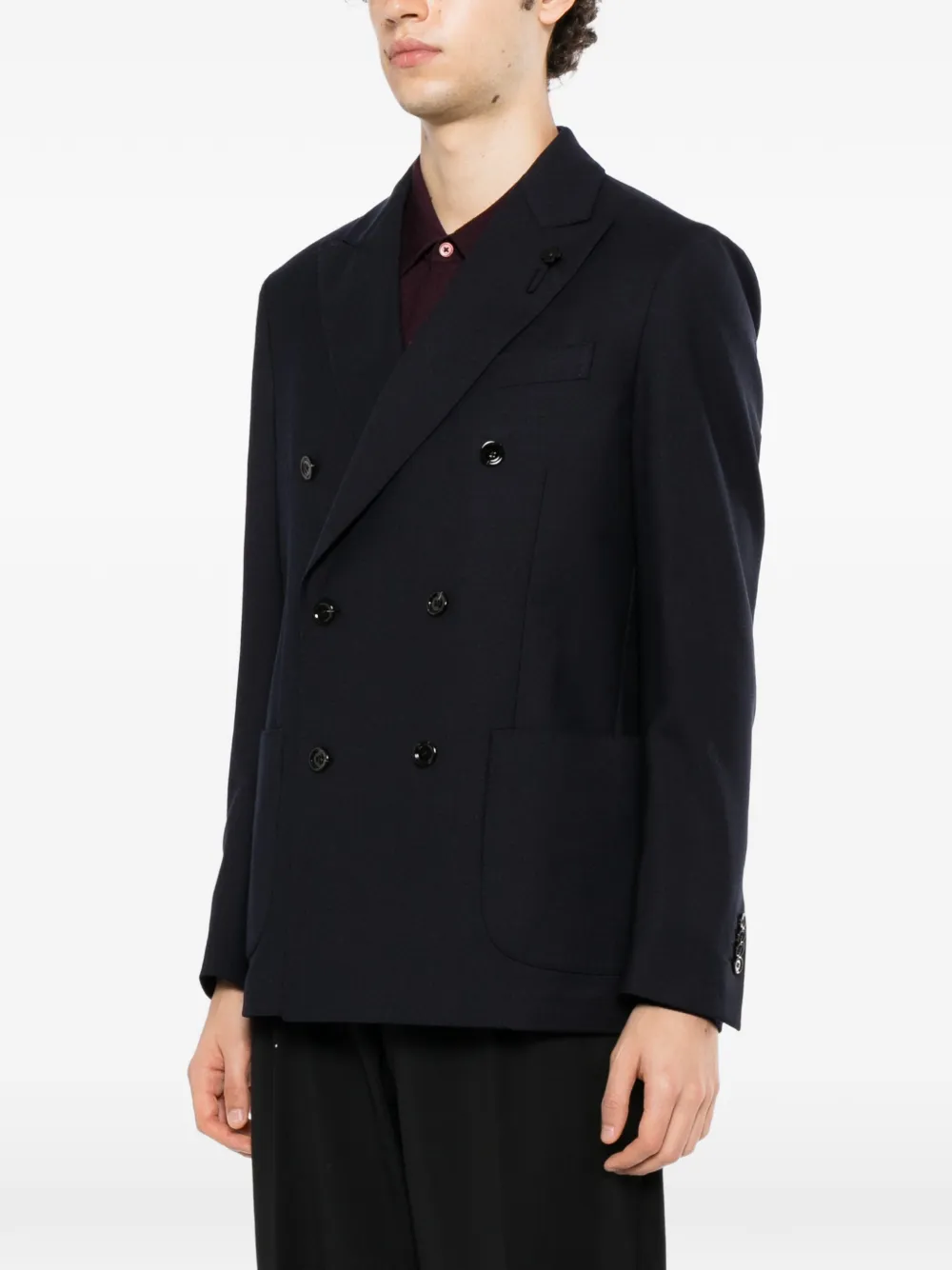 Lardini double-breasted peak-lapel blazer Blauw