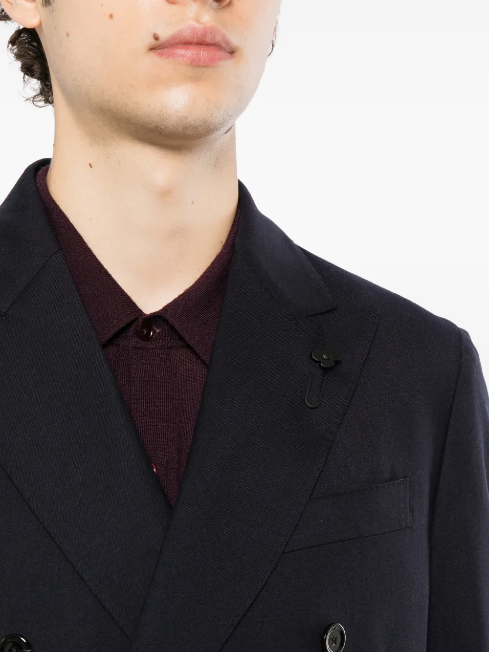 Lardini double-breasted peak-lapel blazer Blauw
